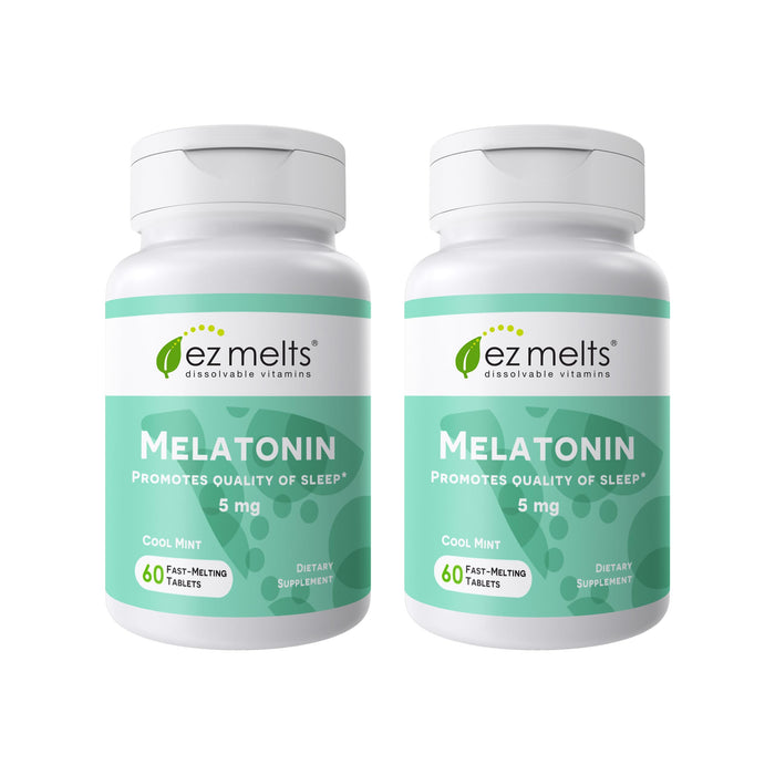 EZ Melts Dissolvable Melatonin 5 mg - Sugar-Free, 2-Month Supply, Cool Mint Flavor - 2 Pack
