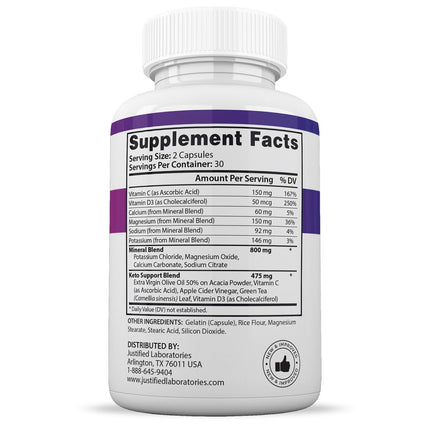 Justified Laboratories F1 Keto Pills 1275MG – New & Improved Formula | 60 Capsules
