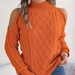 Casual Twist Strapless Half-high Collar Long Sleeves Sweaters Women's Clothing