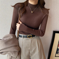 Autumn And Winter New Half Turtleneck Slim Fit Long Sleeve Inner Wear Knitwear For Women