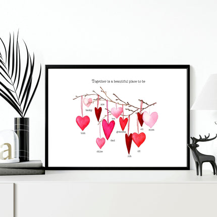 Family tree personalised wall art print