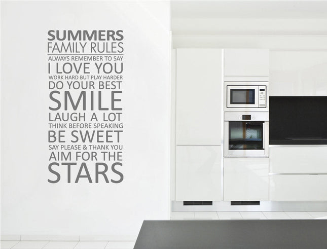 Personalised Family Rules Wall Art Sticker – Inspirational Wall Decor