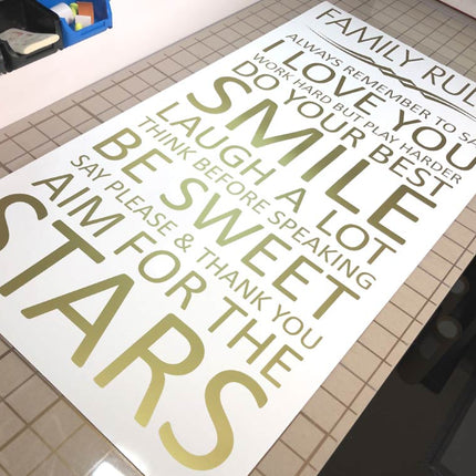 Personalised Family Rules Wall Art Sticker – Inspirational Wall Decor