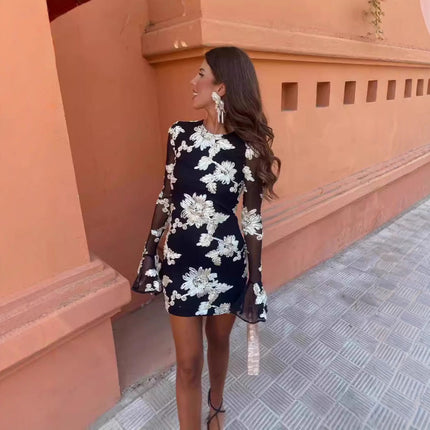 Backless Bell Sleeve Sheath Sexy Dress