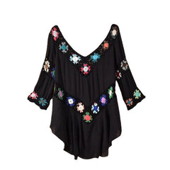 Amazon AliExpress Hot Selling Product Boho Hollow Out Hand Crocheting Flower Bikini Loose Beach Cover-up