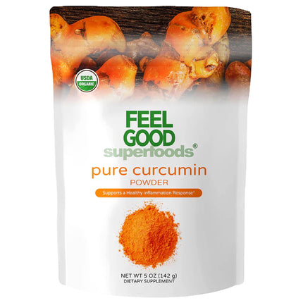 FEEL GOOD Superfoods Pure Curcumin Powder – Organic, Non-GMO, Vegan Turmeric Extract, 5 oz