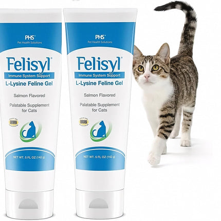 Felisyl L-Lysine Gel for Cats - Immune Support, Respiratory & Vision - Salmon-Flavored - Made in USA - 5 oz Gel (2 Pack)