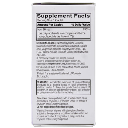Feosol Complete Iron Supplement – Bifera HIP & PIC, 30 Caplets, Pack of 3