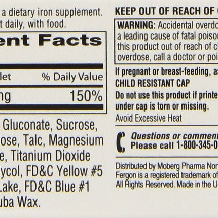 Fergon Iron Supplement – Iron Tablets, 100 Count (Pack of 3)