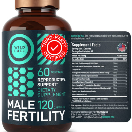 Fertility Supplements for Men – Prenatal Vitamin with Maca, Ashwagandha & Zinc | 120 Caps