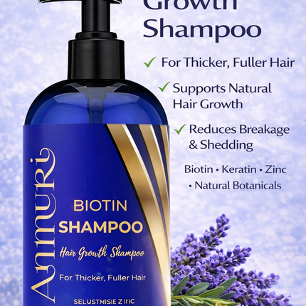 Ammuri Biotin Shampoo – DHT Blocker for Thicker, Fuller-Looking Hair | 473ml