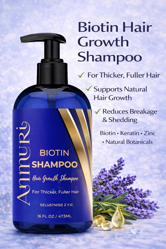 Ammuri Biotin & Caffeine Shampoo 473ml | Fuller-Looking Hair & Scalp Care