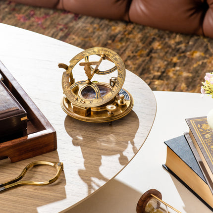 Sundial Compass with  Rosewood Box, Ideal Nautical & Vintage Gift for Men