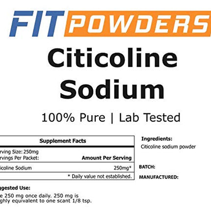 FitPowders Citicoline Powder – CDP Choline Sodium (250g) with Scoop | Pure, Vegan