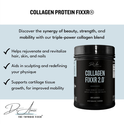 Fixxr Collagen 2.0 by Dr. Amie – 3 Bioactive Collagen Peptides | Unflavored | 30 Servings