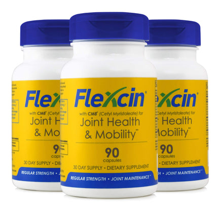 Flexcin Joint Health & Mobility Formula with CM8 | 3 Pack (270 Capsules) - Glucosamine, MSM, Collagen Type II