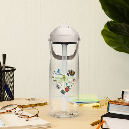 Flip straw water bottle