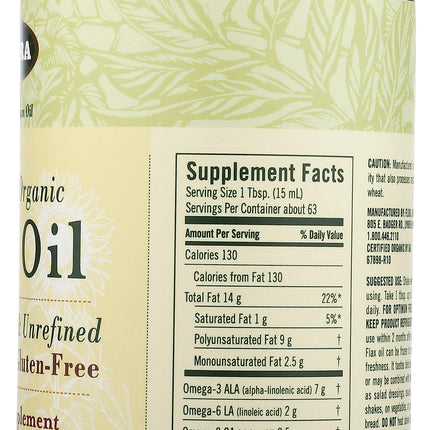 Flora Flax Oil – Cold-Pressed, Organic, Non-GMO, 32 oz Amber Bottle