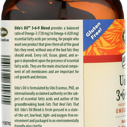 Flora Udo's Oil 3-6-9 Blend - Organic Coconut, Flax Seed Oil & More - 90 Vegetarian Softgels
