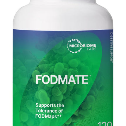 Microbiome Labs FODMATE Digestive Enzymes for Women & Men — Low FODMAP Support (120 Capsules)