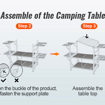 VEVOR Camping Kitchen Table One-piece Folding Portable Cook Station Aluminum Camping Folding Table for Outdoor Picnics BBQ