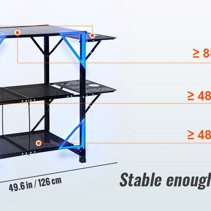 VEVOR Camping Kitchen Table One-piece Folding Portable Cook Station Aluminum Camping Folding Table for Outdoor Picnics BBQ