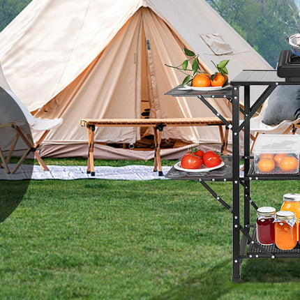 VEVOR Camping Kitchen Table One-piece Folding Portable Cook Station Aluminum Camping Folding Table for Outdoor Picnics BBQ