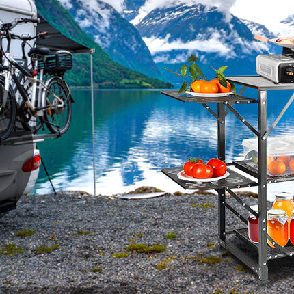 VEVOR Camping Kitchen Table One-piece Folding Portable Cook Station Aluminum Camping Folding Table for Outdoor Picnics BBQ