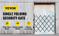 VEVOR Single Folding Security Gate 1.5-2m x 1.22-3.66m Folding Door Gate Steel Accordion Flexible Expanding Security Gate Black