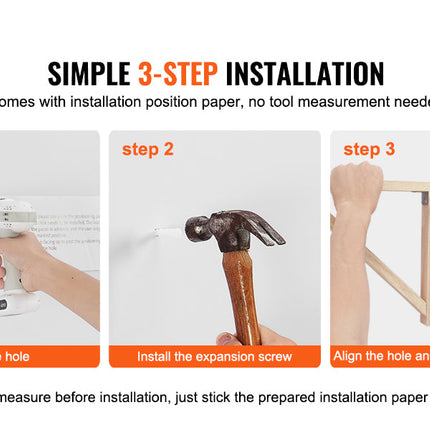 VEVOR Wall Mounted Folding Table Wooden Floating Desk with Iron Bracket Drop Leaf for Home Office Kitchen Bar Space-Saving