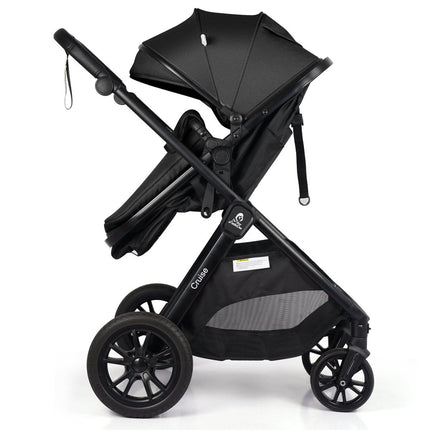 For Your Little One Cruise 3 In 1 Travel System With i-Size Car Seat - Eclipse Black (Free Cupholder / Seat Liner Included!)