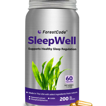 ForestCode Natural Sleep Aid for Adults — GABA & Seaweed Extract, Melatonin-Free, 60 Capsules