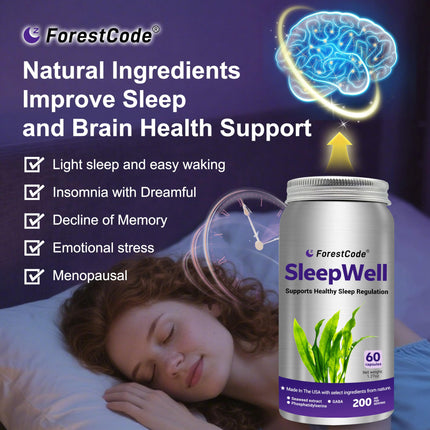 ForestCode Natural Sleep Aid for Adults — GABA & Seaweed Extract, Melatonin-Free, 60 Capsules