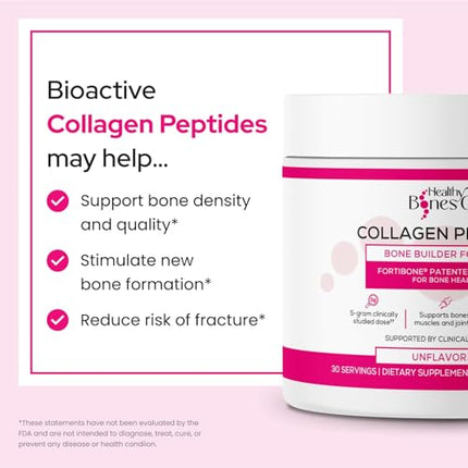 FORTIBONE Collagen Peptides – Essential Bone Builder, Unflavored, Gluten-Free & Dairy-Free (30 Servings)