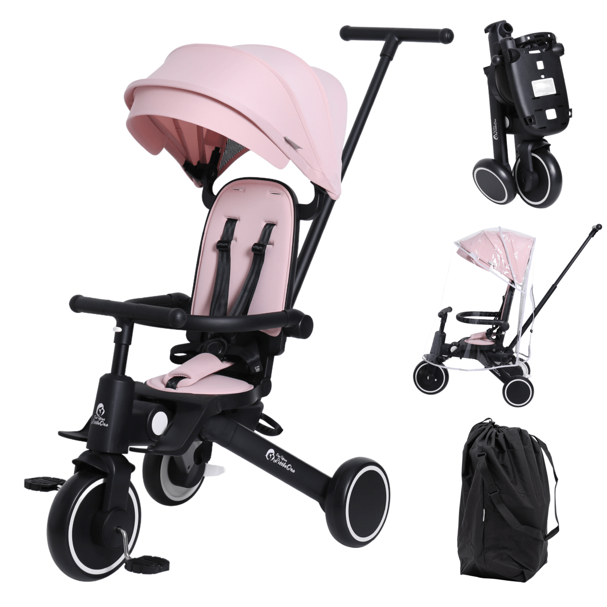 Foryourlittleone Xplor Plus 6 in 1 Foldable Trike - Pastel Pink (10m-5y)