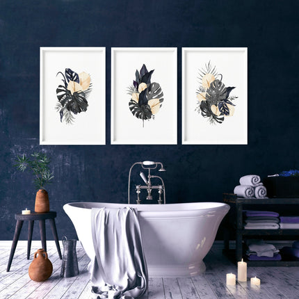 Art for bathroom | set of 3 Tropical wall prints