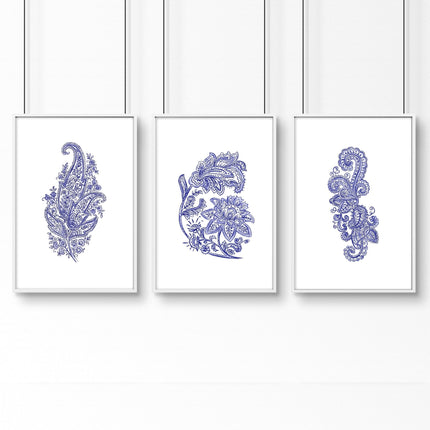 Wall hanging boho | set of 3 Paisley wall art for bedrooms