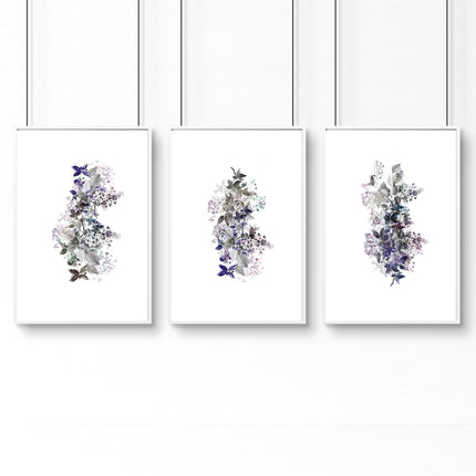 Framed prints bathroom | set of 3 Shabby Chic wall prints