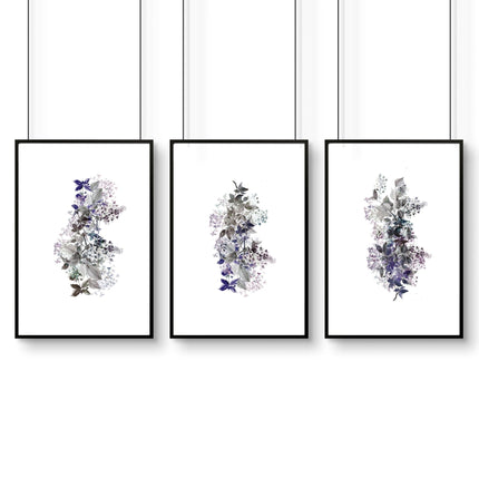 Framed prints bathroom | set of 3 Shabby Chic wall prints