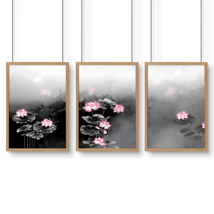 Framed Prints Wall | Set of 3 Asian Inspired Wall art Prints