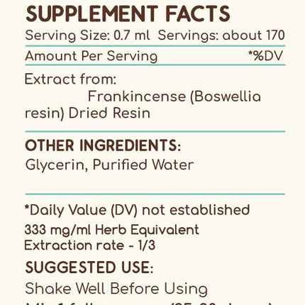 Frankincense B120 Alcohol-Free Herbal Extract Tincture - 4 oz
