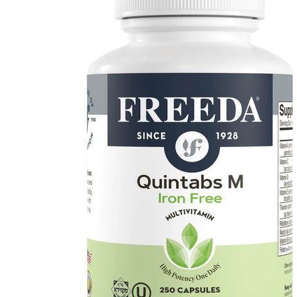 FREEDA Iron-Free Daily Multivitamin – Kosher, Gluten Free (250 Capsules)