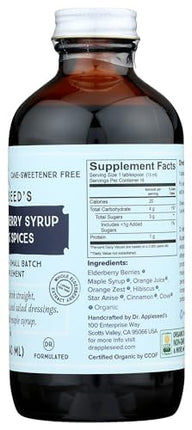 Dr. Appleseed's Organic Elderberry Syrup Max Strength 28,000mg – 8 Fl Oz (48 Day Supply)