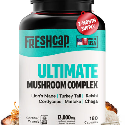 FreshCap Ultimate Mushroom Supplement 12,000mg – Organic Nootropic Complex Capsules