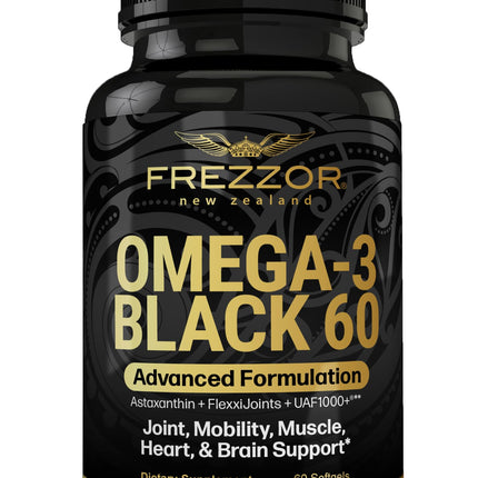 FREZZOR Omega 3 Black – Joint Comfort, NZ Green-Lipped Mussel Oil, 60 Softgels