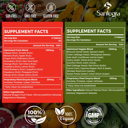 2000 MG Fruit & Veggies Supplement – 35+ Fruits & Vegetables, 120 Tablets