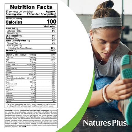 NaturesPlus FRUITEIN Banana Orange Creme Shake – 2.8 lb, 10 g Plant-Based Protein, 37 Servings