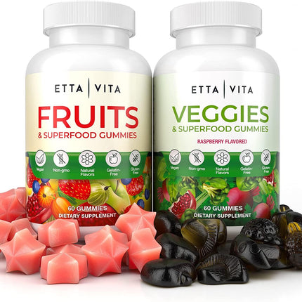 Etta Vita 120 Chews Super Greens Gummies | 9 Superfruits & 30 Veggies