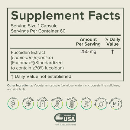 Prominent Nutrition Fucoidan – Gut Health & Immune Support, 250mg, 60 Count | Premium Brown Seaweed Extract