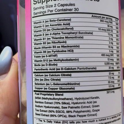 Fuel Beauty+ 24-in-1 Hair, Skin & Nails Vitamins for Women – 60 Capsules